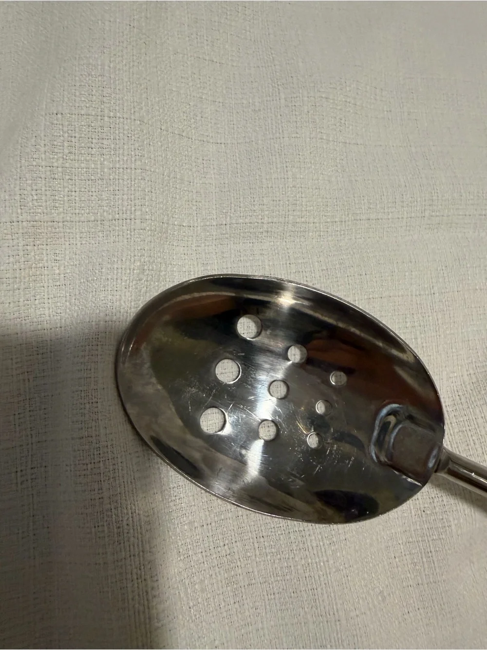 Vintage Corningware White Handle Stainless Steel Slotted ServingSpoon kitchen - Picture 3 of 7